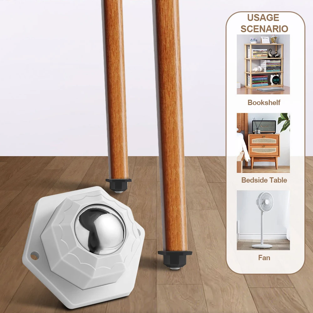 4pcs Moving Roller Kit Self Adhesive Pulley Wheels 360 Degree Rotation Versatile for Trash Can Storage Box Small Furniture