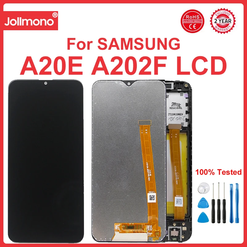 Schermo A20E Da 5.8 ", Per Samsung Galaxy A20E A202 A202F Display Lcd Touch Screen Digitizer Assembly Sostituzione Con Cornice