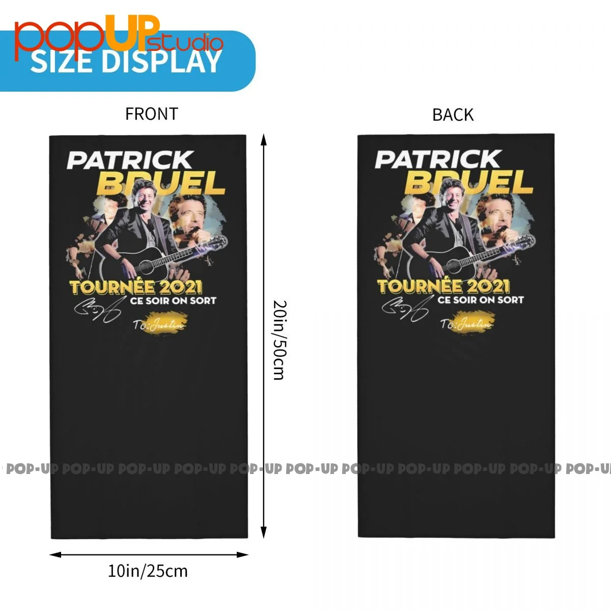 Patrick Bruel Tournee Ce Soir On Sort Signature Neck Gaiter Bandana Scarf Face Mask