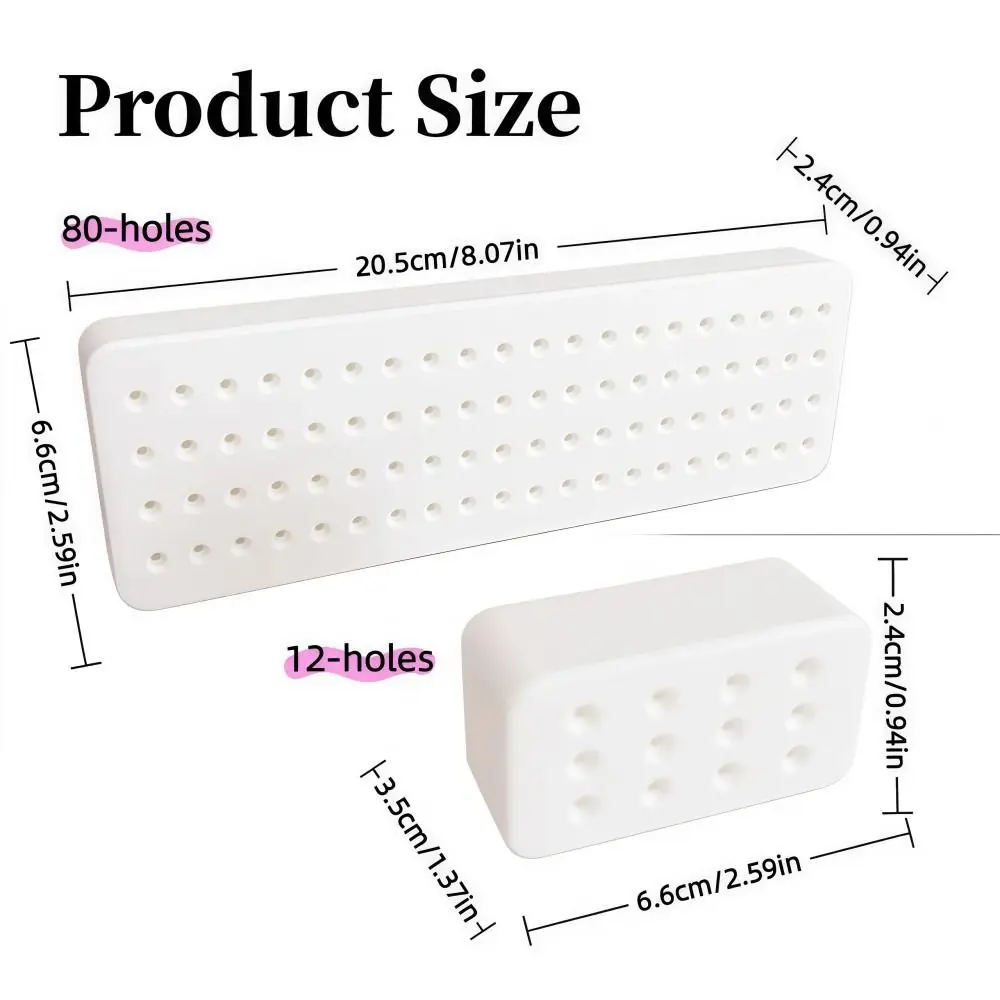80Holes 12Holes Nail Art Drill Bit Holder Display Stand Plastic Nail Buffing Head Box Portable Durable