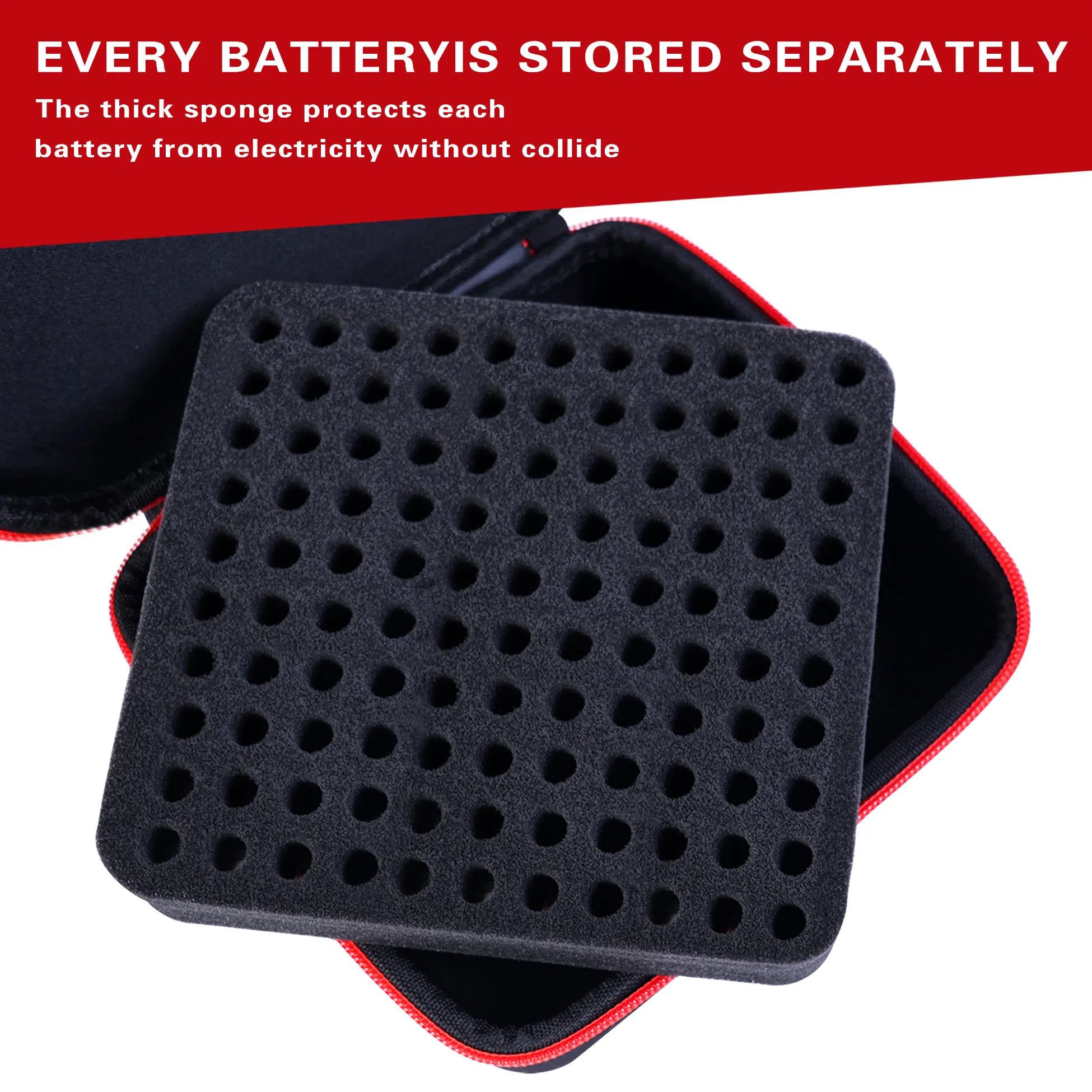 하드 배터리 보관함 휴대용 보관 가방 휴대용 케이스에는 110개의 AA AAA 배터리가 들어있을 수 있으며 여행용 보관에 적합합니다(케이스만 제공)