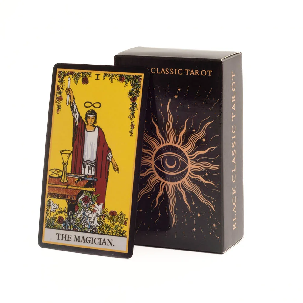 Tarot Cards Deck 78pcs Black Classic Fortune-Telling Game Set with Guidebook For Family Gatherings and Board Games
