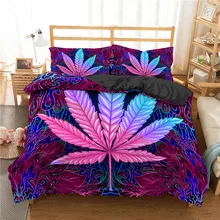  Homesky New Arrival Weed Leaves Bedding Set Single Twin Queen King Size Polyester Quilt Cover Pillowcase Bed Cover Bedclothes 