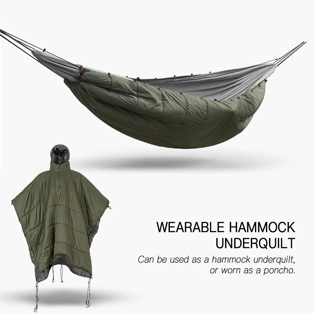 Multifunctional Hammock Underquilt Winter Warm Hammock Under Blanket Poncho for Outdoor Camping Hiking Traveling