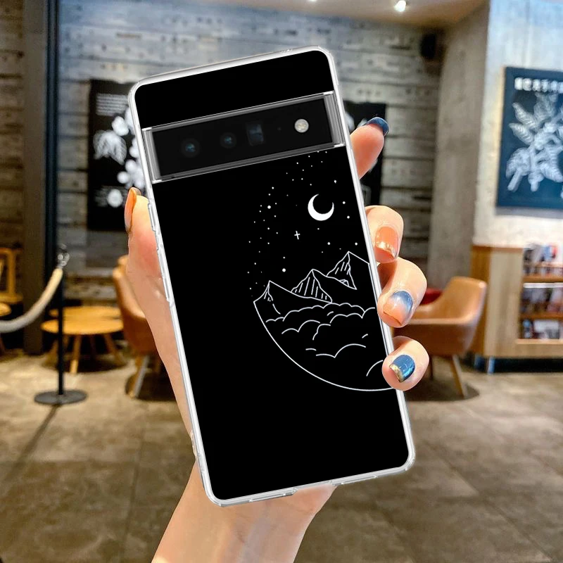 Couple Cartoon Sun and Moon Aesthetic Phone Case - Soft Clear TPU Cover