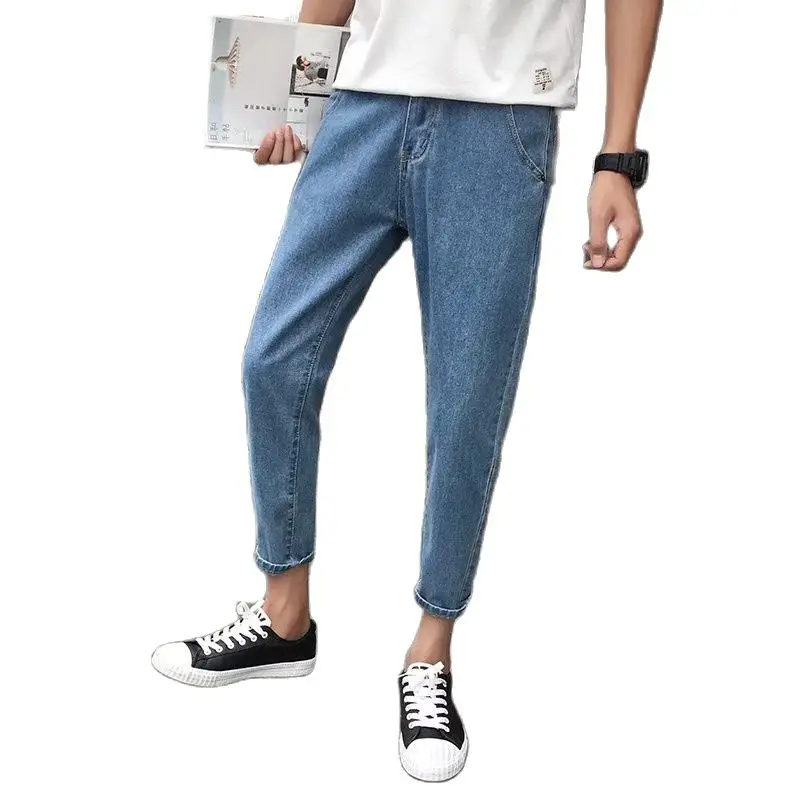 

Spring Autumn 2022 Fashion Teenagers Blue Cowboy Denim Jeans Korean New Slim Feet Casual Boys Pants