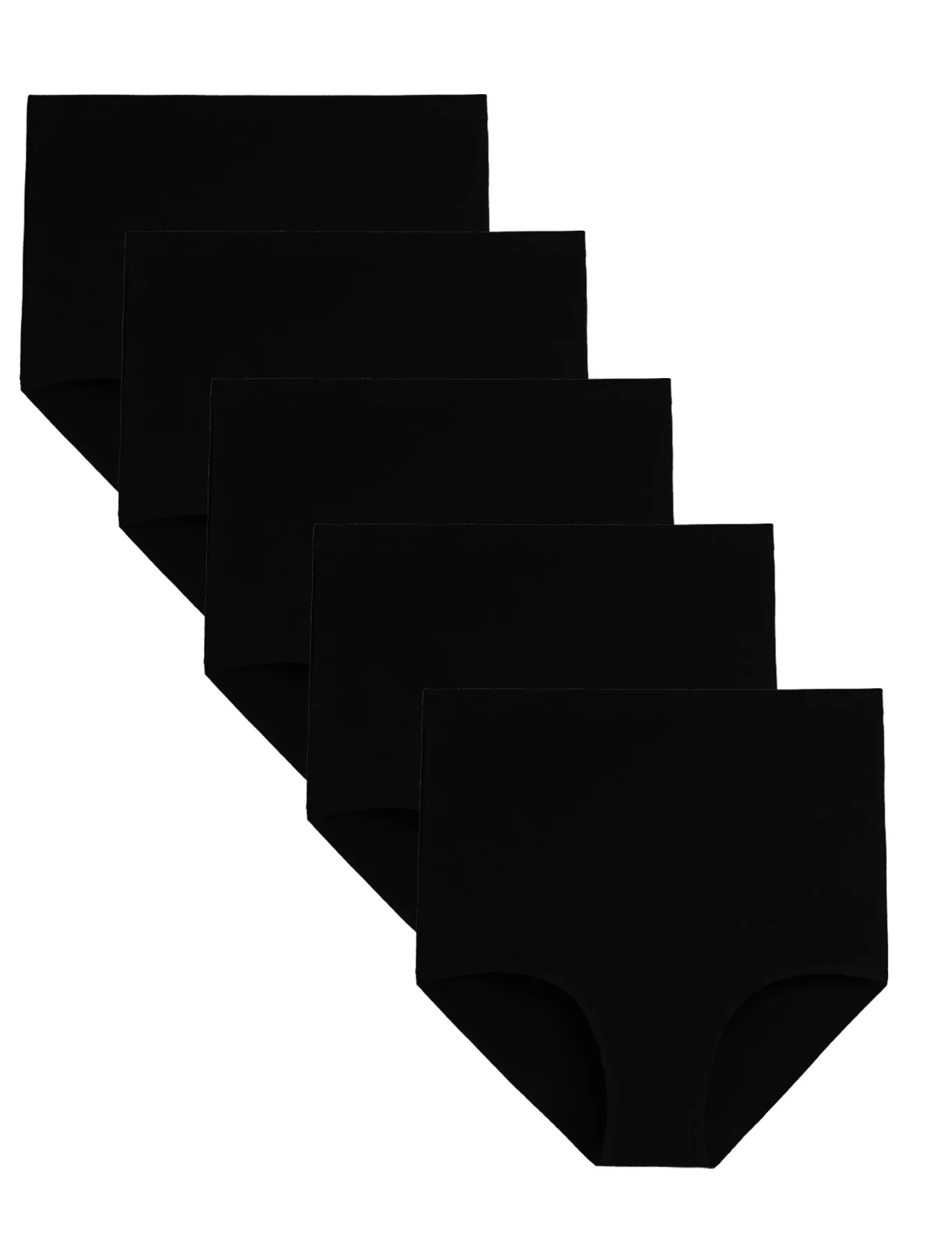 POKARLA 5PCS Super High Waist Panties For Women Comfortable Full Coverage Underwear Ladies Black Briefs Set 95% Polyester Fabric