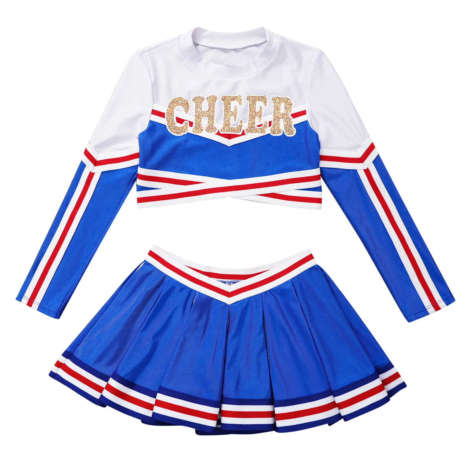 Kids Girls Cheer Leader Costume Long 