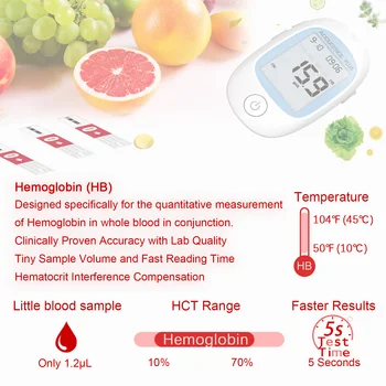 4 in 1 Multifunction Monitor Hemoglobin Blood Ketone Glucose Uric Acid Meter Test Strip HB Anemia Test Blood Sugar Diabetes Gout 5