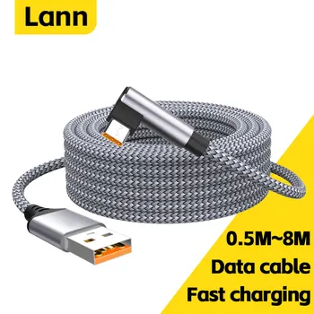 Cavo di ricarica rapido USB C a gomito tipo C 6A Cavo di ricarica per estensione del telefono da 3 m 5 m per fotocamera Samsung Huawei Xiaomi Oppo OnePlus VR