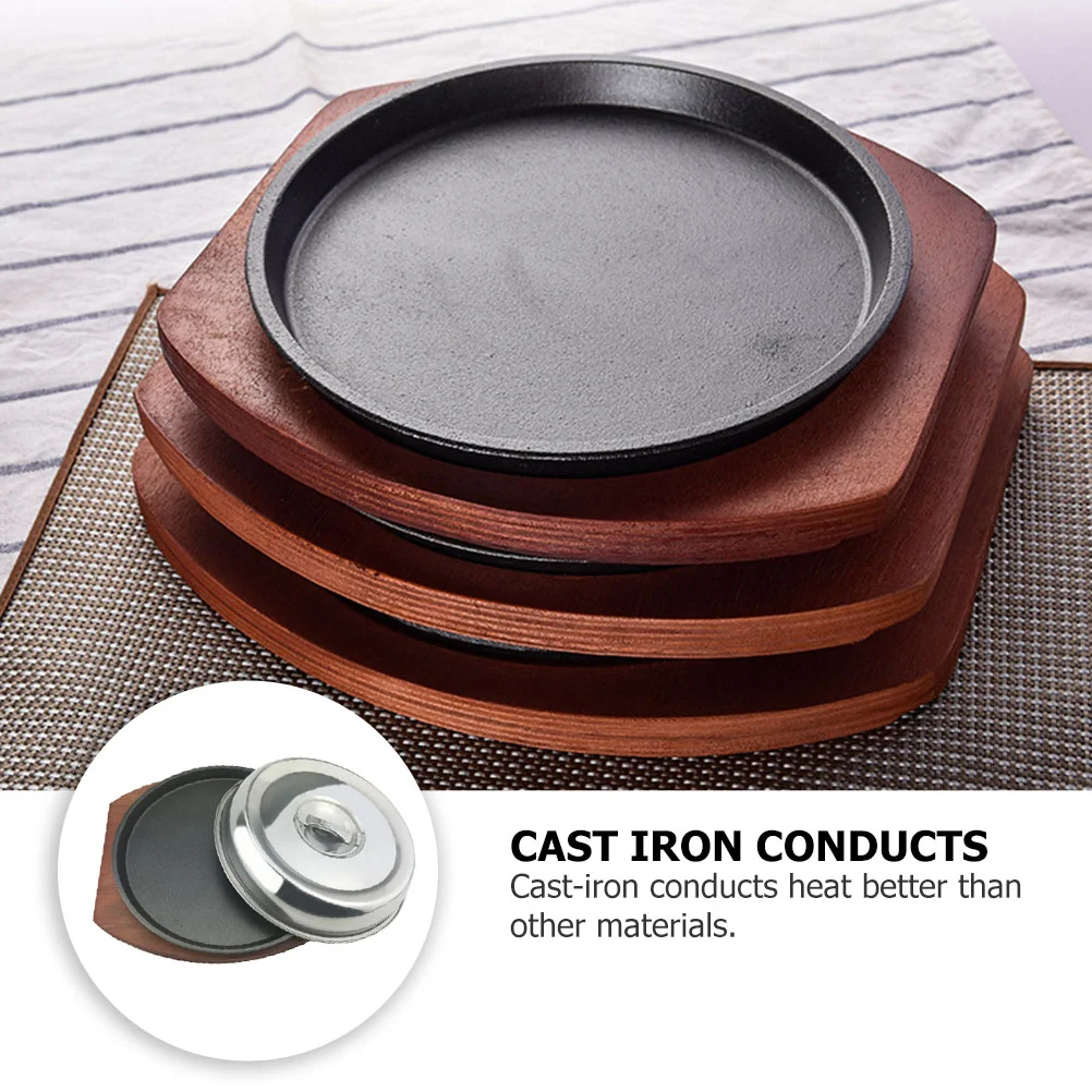 Western Food Cover Round Iron Plate Kitchen Cookware BBQ Stovetop Grill Nonstick for Wood