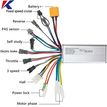Bicicleta Elettrico Brushless Controller 25A 36V 48V 500W 350W Scooter Elettrico BLDC Controller Per Scooter Accessori Per Biciclette