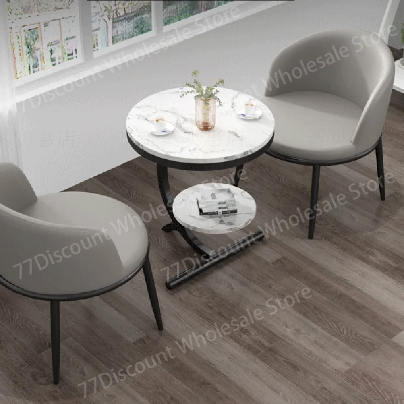 Ensembles de table basse ron en marbre blanc, ssus marbre, canapes salon, cafe