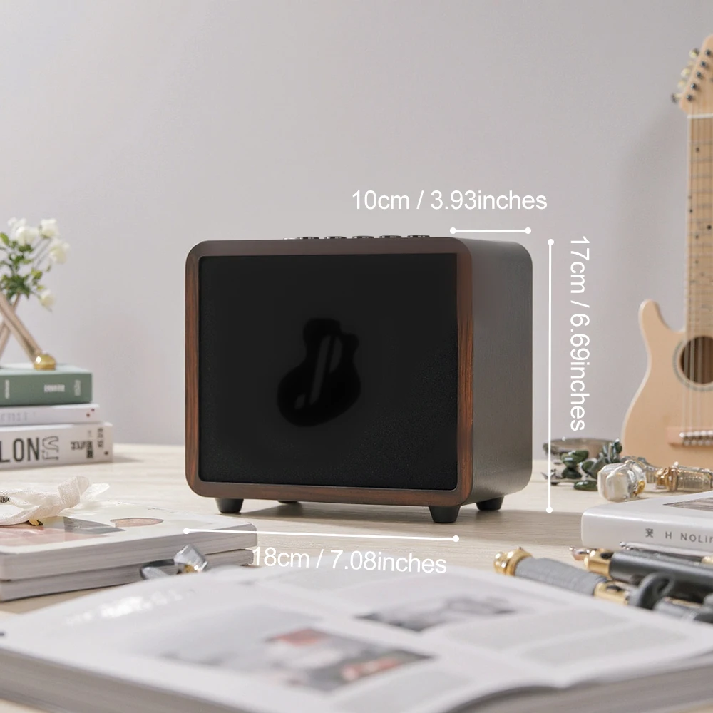 15W Mini Guitar Amp Portable Acoustic Electric Guitar Amplifier Rechargeable Practice Amp with Reverb Chorus Delay