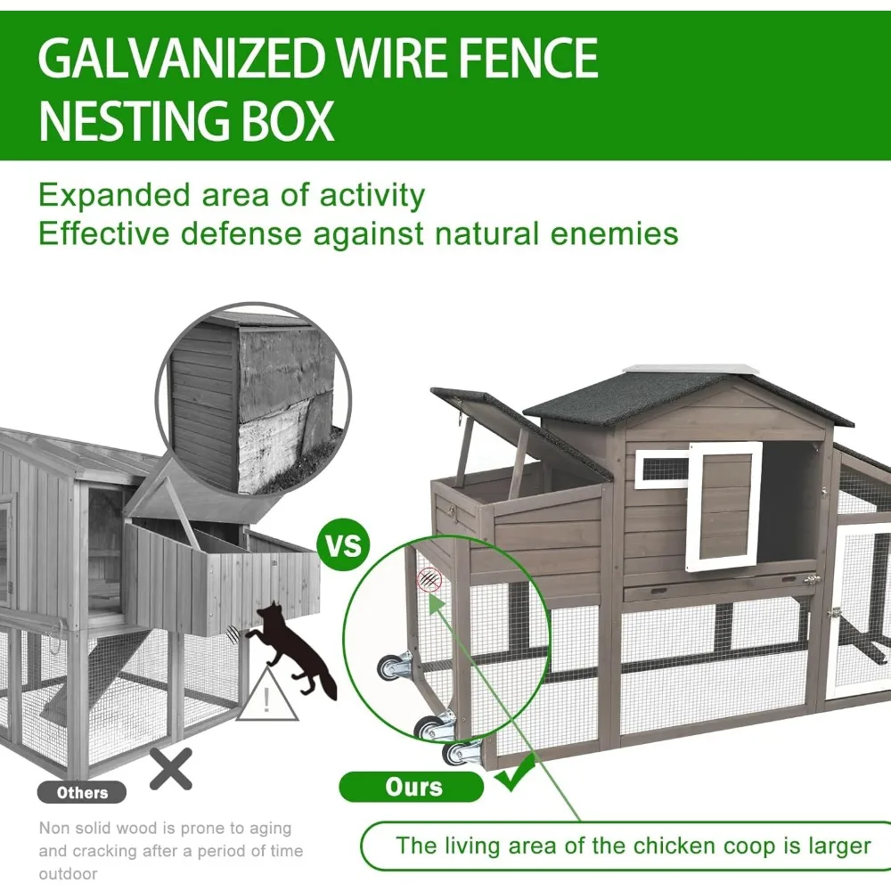 NickChen Wooden Chicken Coop with Run 5