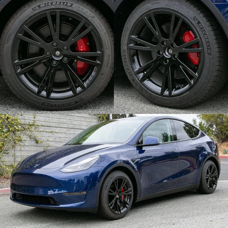 19-Inch Wheel Covers fits-Model Y Rims, Replacement Hub Caps (Set of 4, Gloss Black)