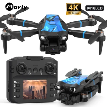Mini drone M18LCD con telecamera 4K Ruote 3D Telecomando LCD ricaricabile Impostazioni a 3 velocità Quadricottero RC per principianti