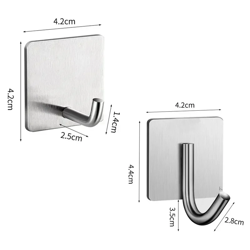 3pcs Stainless Steel Hook Self Adhesive Hooks For Hanging Wall Key Holder Hanger Towel Holder Coat Hook Bag Hanger