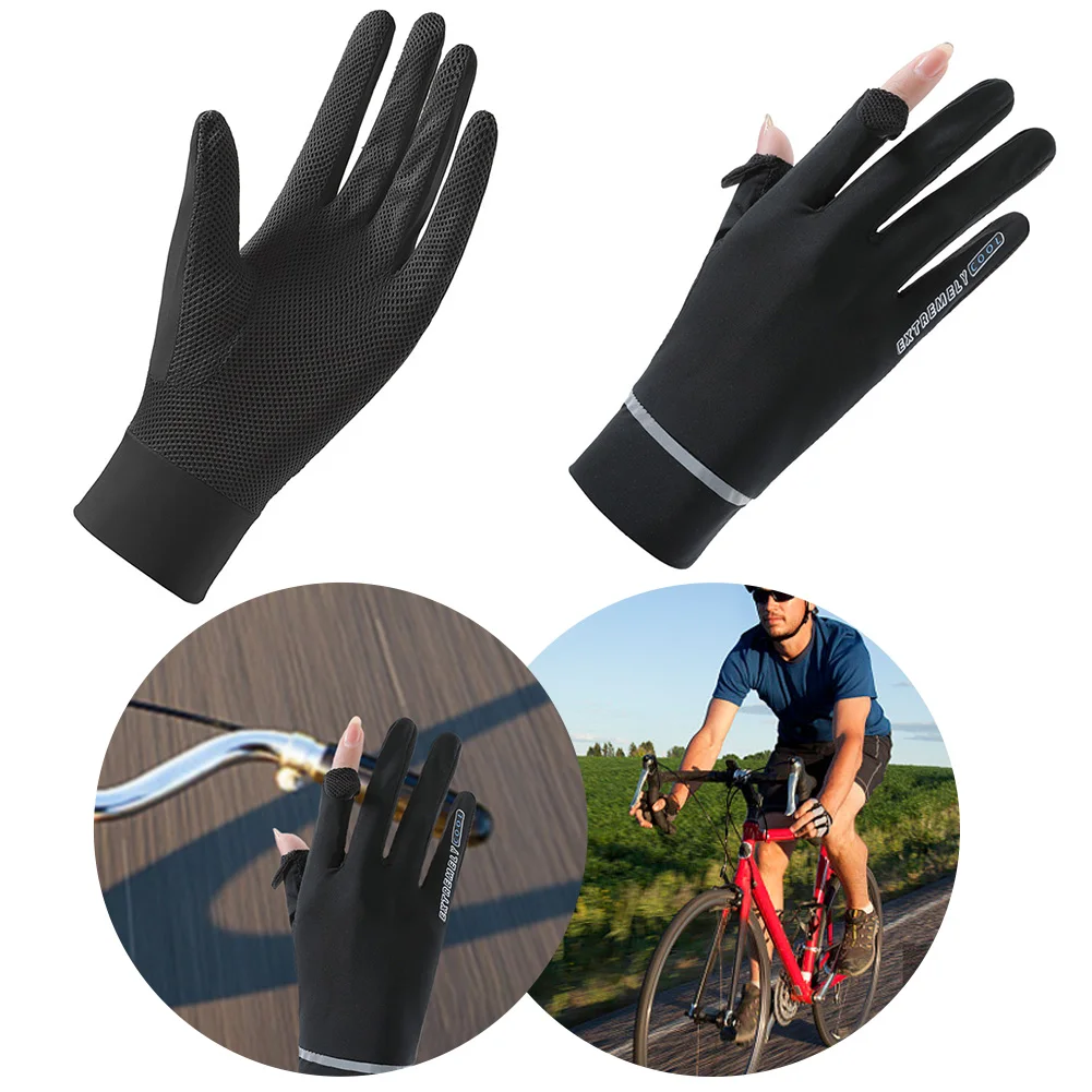 Ice Silk Cycling Gloves for Women Summer Sun Protection