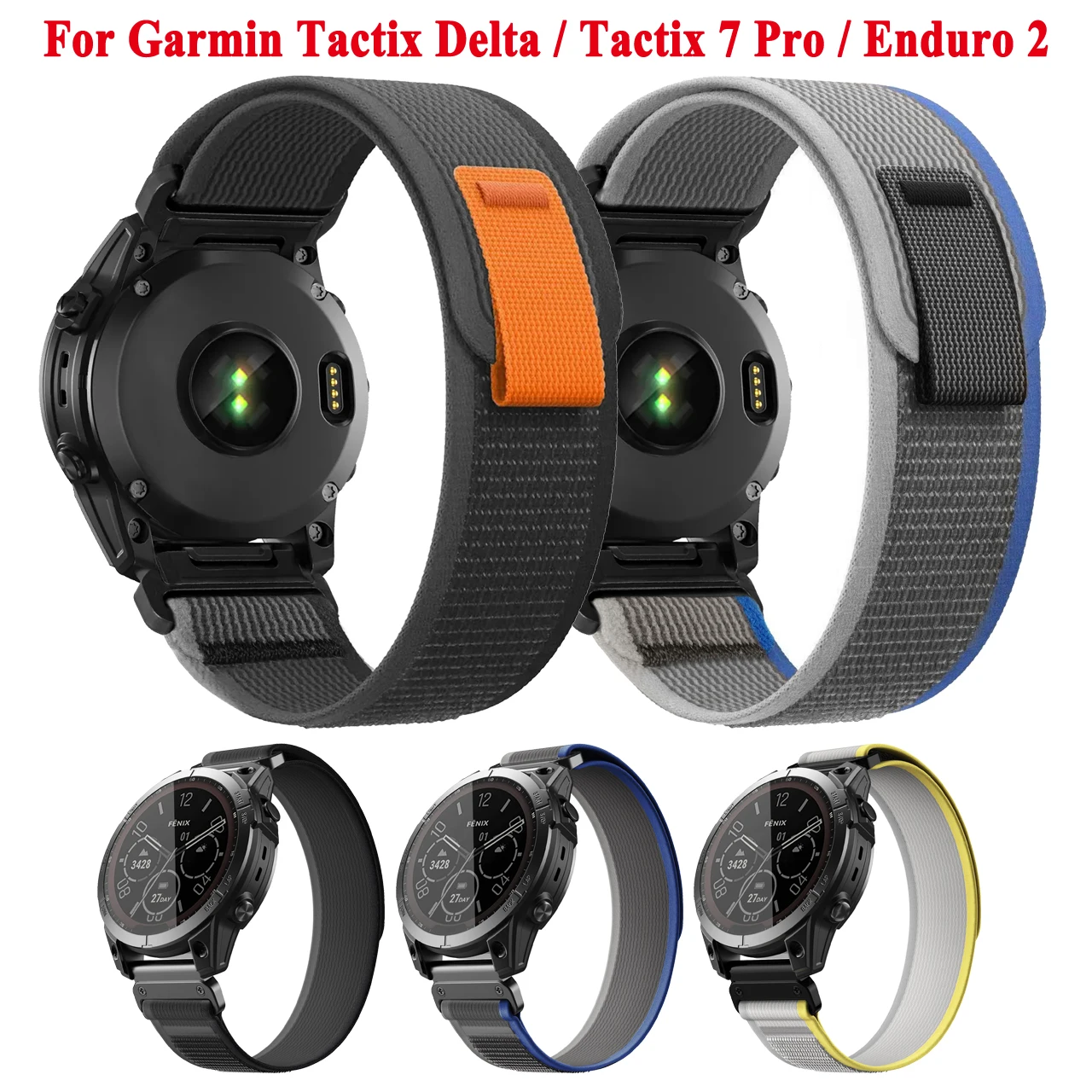 

Quickfit 26mm Nylon Watch Strap For Garmin Enduro 2/Tactix 7 Pro/Delta/Bravo/Epix Pro 2 51mm/Descent mk2i mk2 mk1 Band Bracelet