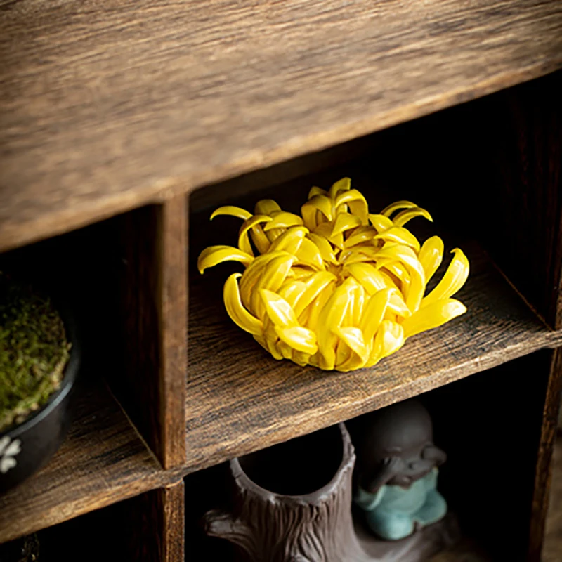 Ceramic Yellow Chrysanthemum Tea Pet Flower Incense Burner Stick Holder, Aromatherapy, Cha Dao, Tearoom, Yoga, Office Supplies