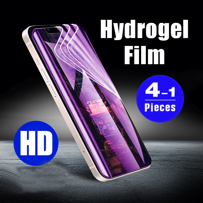 

4/3/2/1 шт. Гидрогелевая пленка для iPhone 14 Pro Max защита от синего света для iPhone 15 Plus 13 12 Mini 11 XR XS X защита экрана телефона