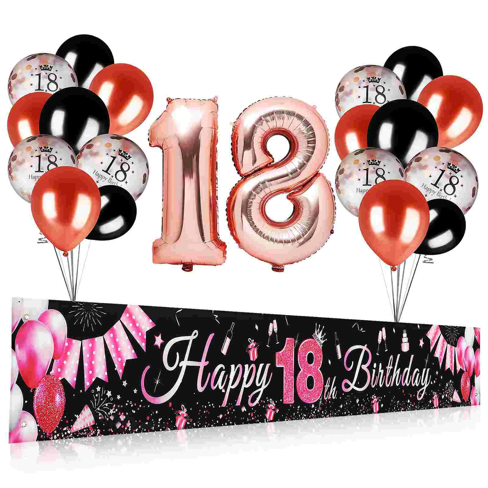 

18 Year Old Digital Exchangeable Gift Set Birthday Balloons Party Kit Decoration Hanging Banner Aluminum Foil Number
