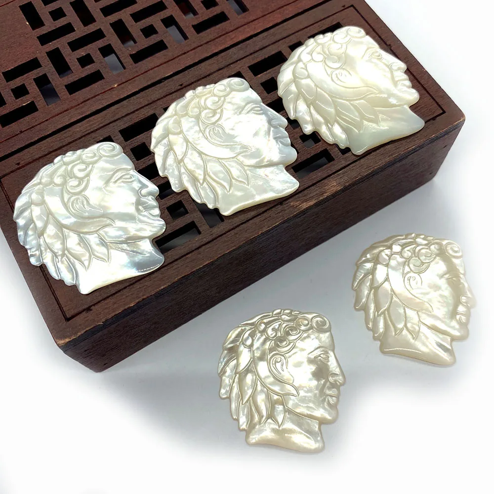 

Natural Seawater Shell White Carved Human Pendant for Making Creative Jewelry Men Women Gifts DIY Necklace Earrings Accessories
