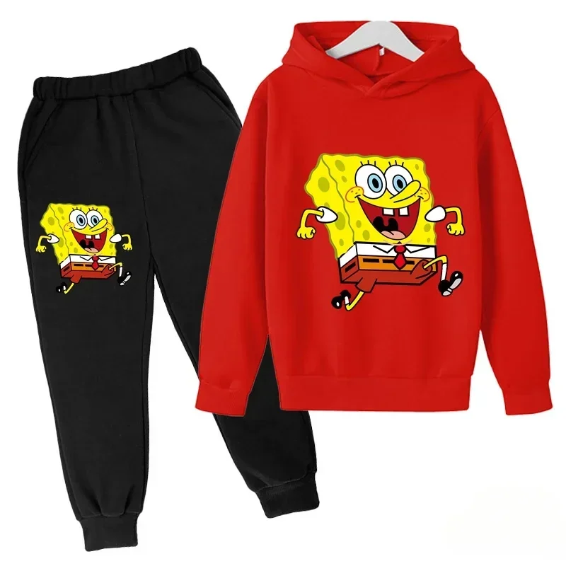 SpongeBob SquarePants Kids Long Sleeve Hoodies Kids Sweatshirt Pant Suit Casual Coat Sportswear Boys Girls Clothes Girls kids clothing set girls clothing set kids sports suit boys clothing set children sports suit kids sweatshirt set