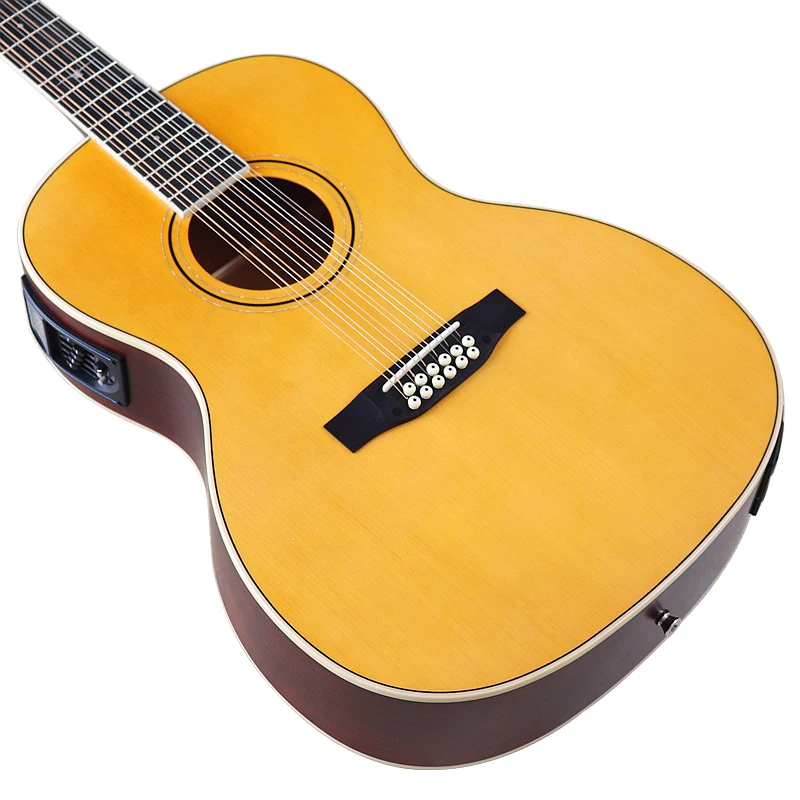 Acoustic Guitar 41 Inch Acoustic Guitar 12 String Folk Guitar High Gloss Acoustic Spruce Wood Top Matte Finish Can Add EQ
