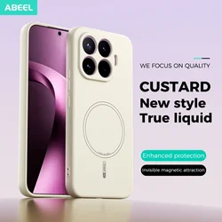 Magnetic Liquid Silicone Wireless Charging Shockproof Phone Case for Xiaomi 17T Pro (Beige)