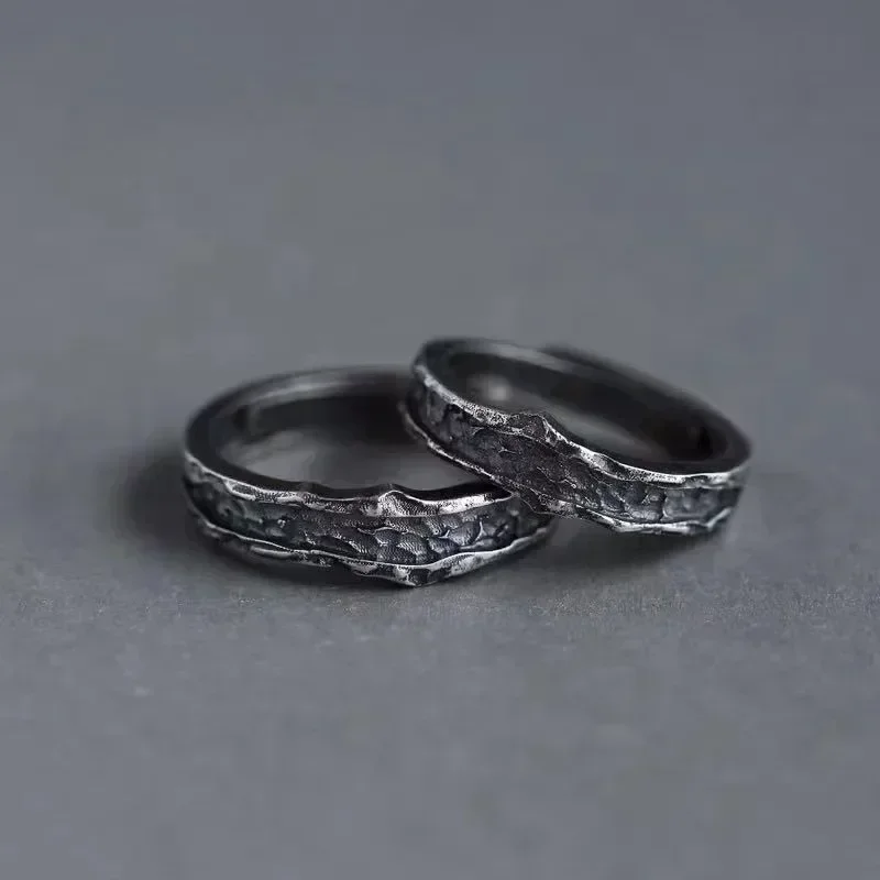 Couple Rings 1 Pair New Trendy Abyss Simple Personality Cold Wind Retro Old Student Men and Women Jewelry Gift