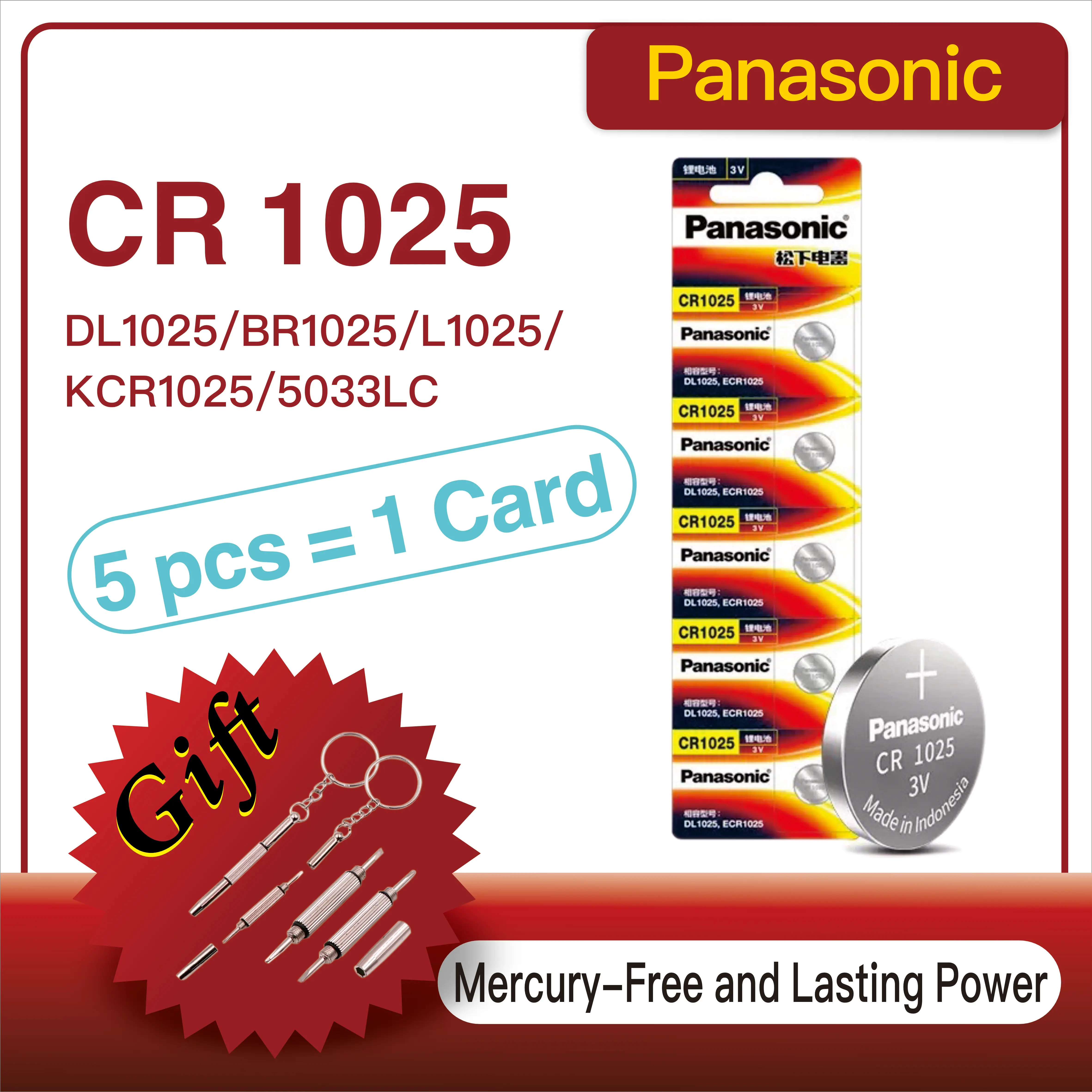 

Panasonic CR1025 CR 1025 DL1025 BR1025 5022LC 3V Lithium Button Coin Cells Battery for Remote Control Watch Toy Calculator Scale