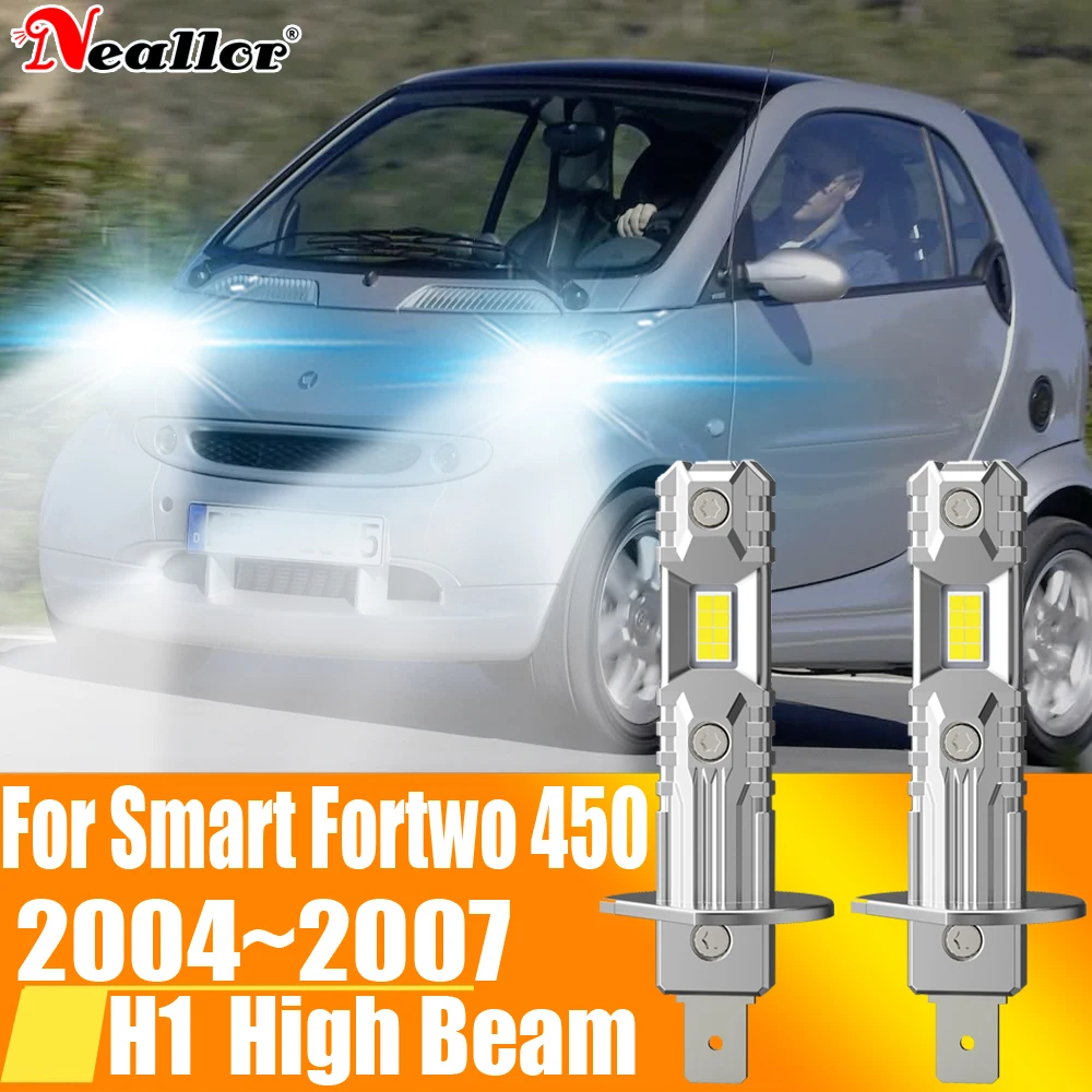 2X H1 Led Light Canbus Bulb Car Headlight High Power Auto Diode Moto Driving Running Lamp 12V 55W Per Smart Fortwo 450 2004 ~ 2007