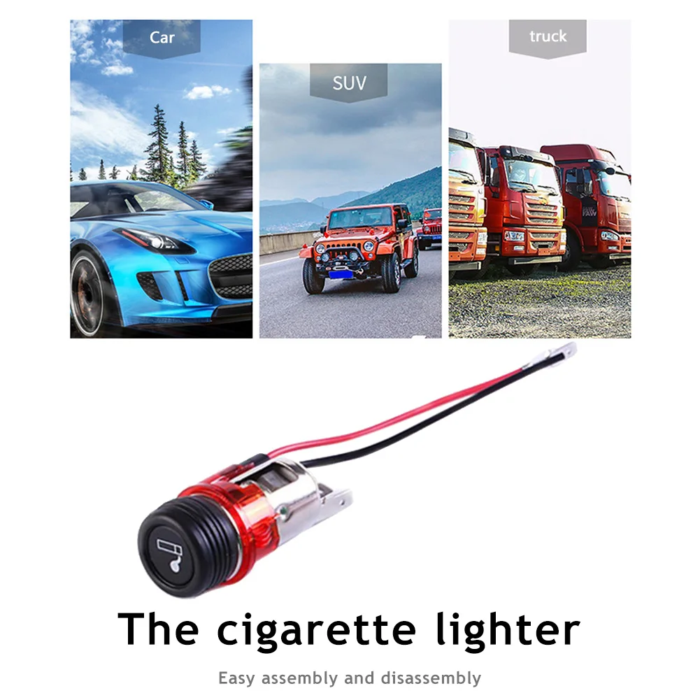 12V 자동차 시가 라이터 소켓 라이터 (라이트 와이어 포함) 자동차 내부 전원 콘센트 플러그 (자동차, 오토바이, 모터용)