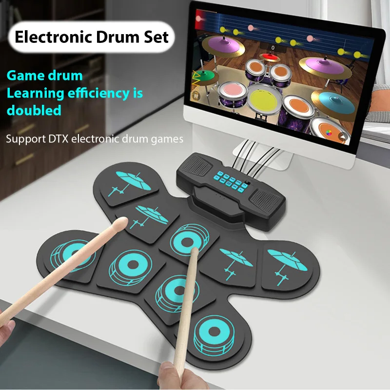 Electronic Drum Set Portable Drum Pad Virtual Drum Kit 9 Pads