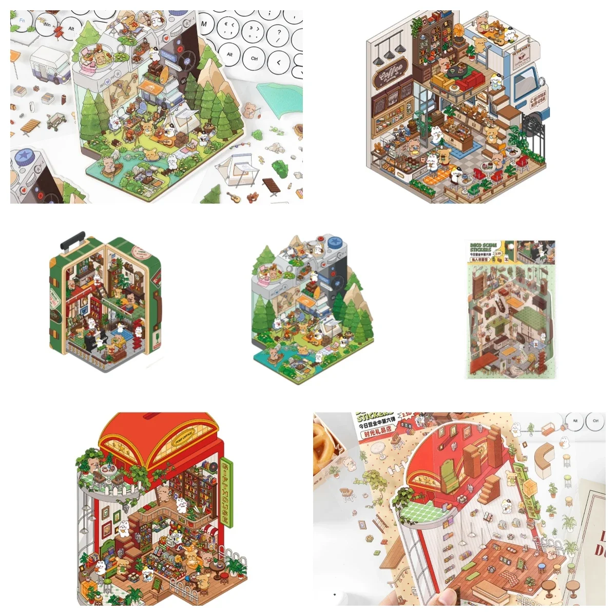 new Infeelme PET 3D Landscape Scenes DIY Cartoon Children Paster Toy Decompression for Adult Material Stickers Scrapbooking