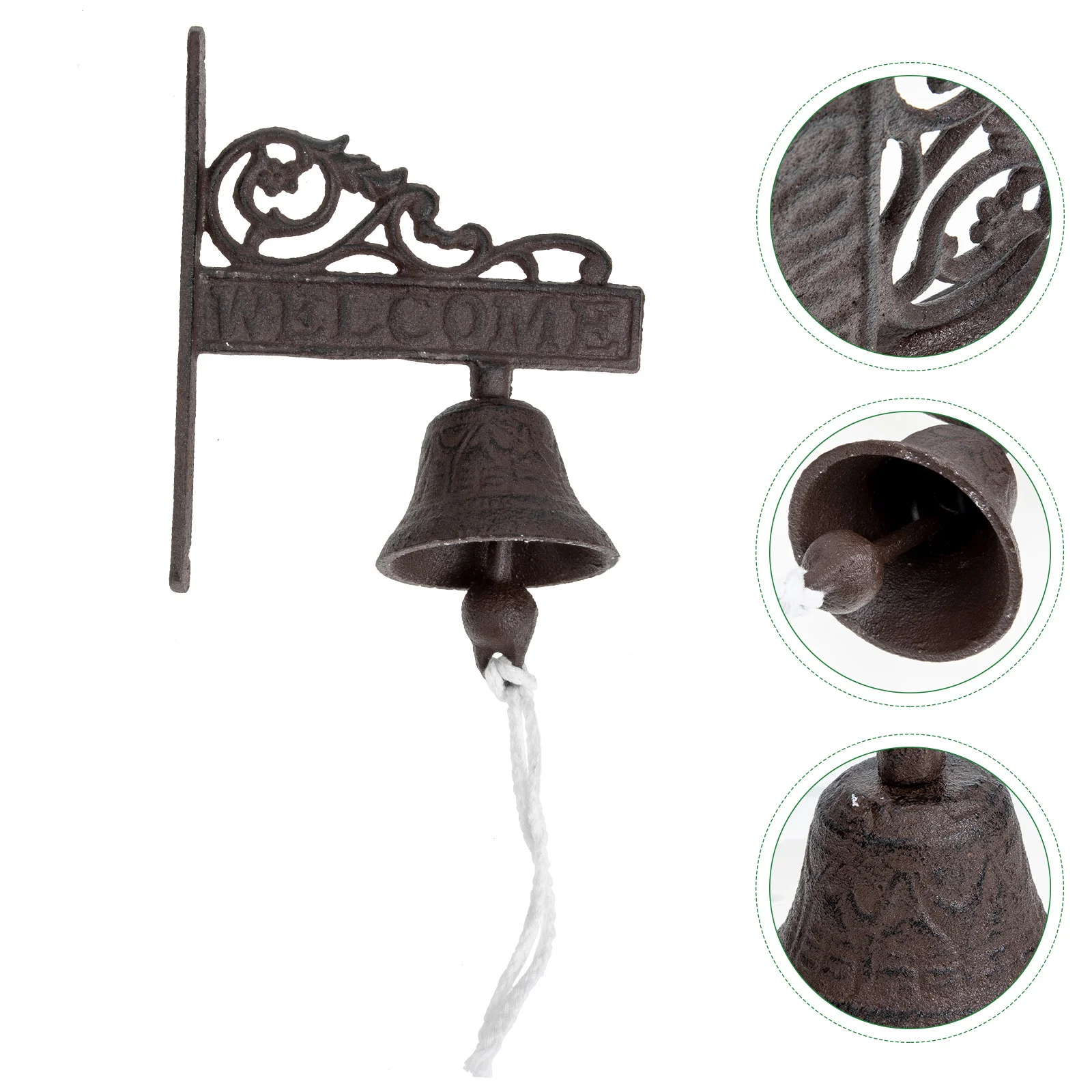 

Wall Hanging Bell Iron Doorbell Welcome Sign Retro Style Manually Shaking Doorbell