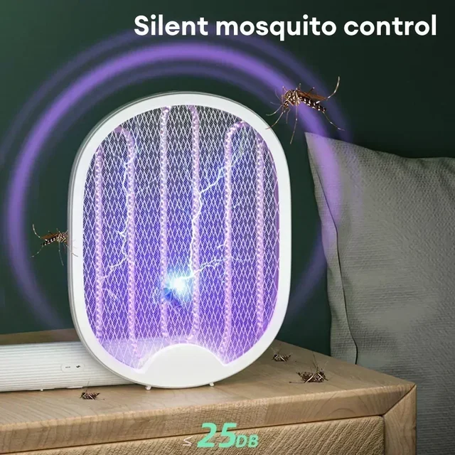 Compact UV Bug Zapper 3000V Rechargeable Mosquito Fly Killer Foldable USB Design Portable Pest Control for Indoor Outdoor Use 2