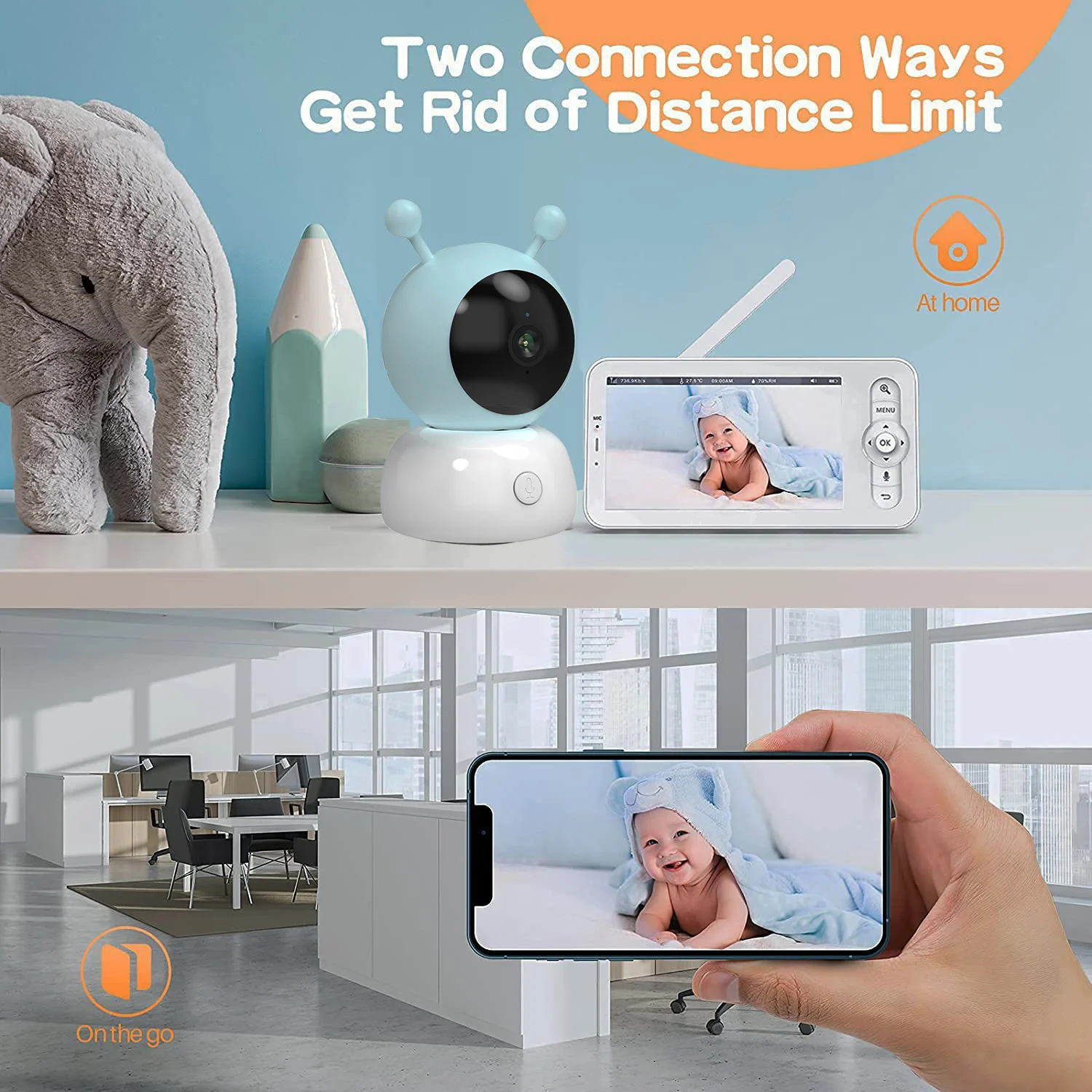 BOIFUN 1080P 5 Baby Monitor PTZ 350° Camera Bebe Surveillance des  Mouvements & Détection du