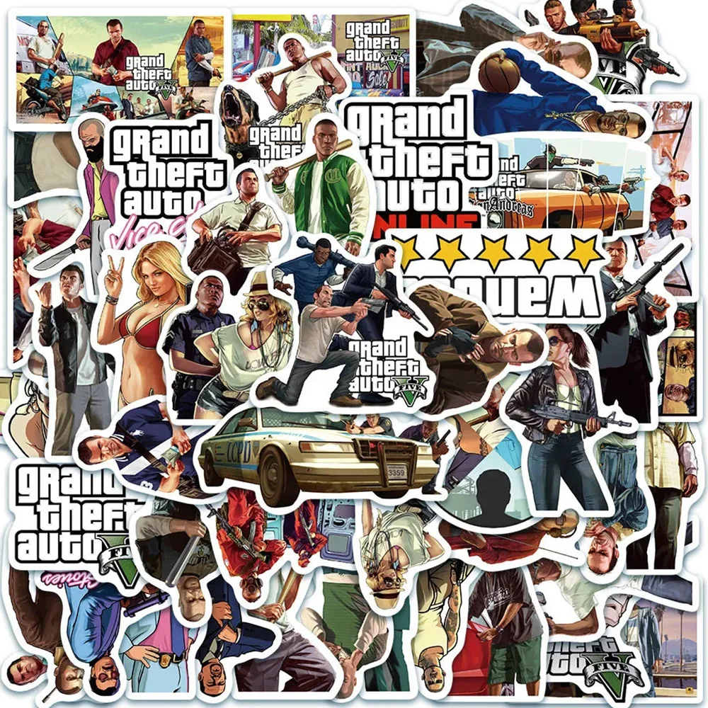 

10/30/50pcs Game Grand Theft Auto Adventure Gta5 Sticker for Laptop Car Motorcycle Skateboard Graffiti Decal Sticker Kids Toys