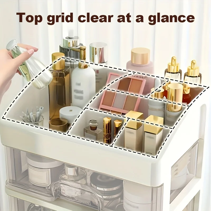 New Transparent Four Layer Three Drawer Desktop Drawer Style Cosmetic Storage Box Multi-layer Multi-functional Desktop Organizer