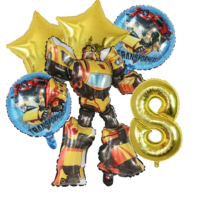 thumbnail image 1 of Bumblebee Optimus Prime Theme decoraciones de fiesta de cumpleaños, película de aluminio, globo Digital, regalo para niños, transformación, 6 piezas, 1 of 5