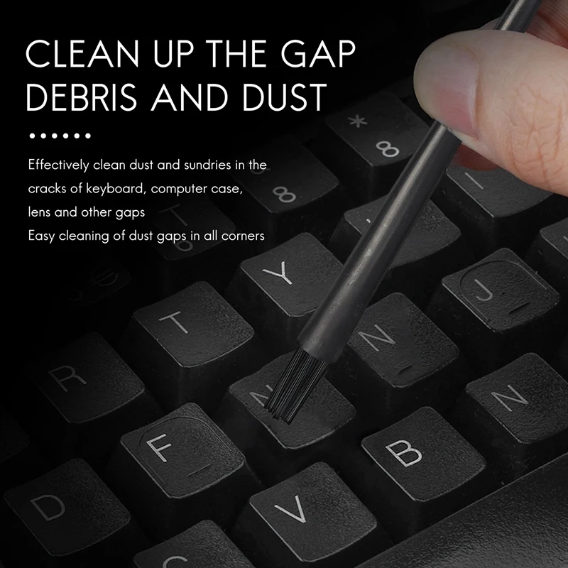 A21R-6 In 1 Plastic Small Portable Handle Nylon Anti Static Brushes Cleaning Keyboard Brush Kit, Black (Zip Bag ) 5