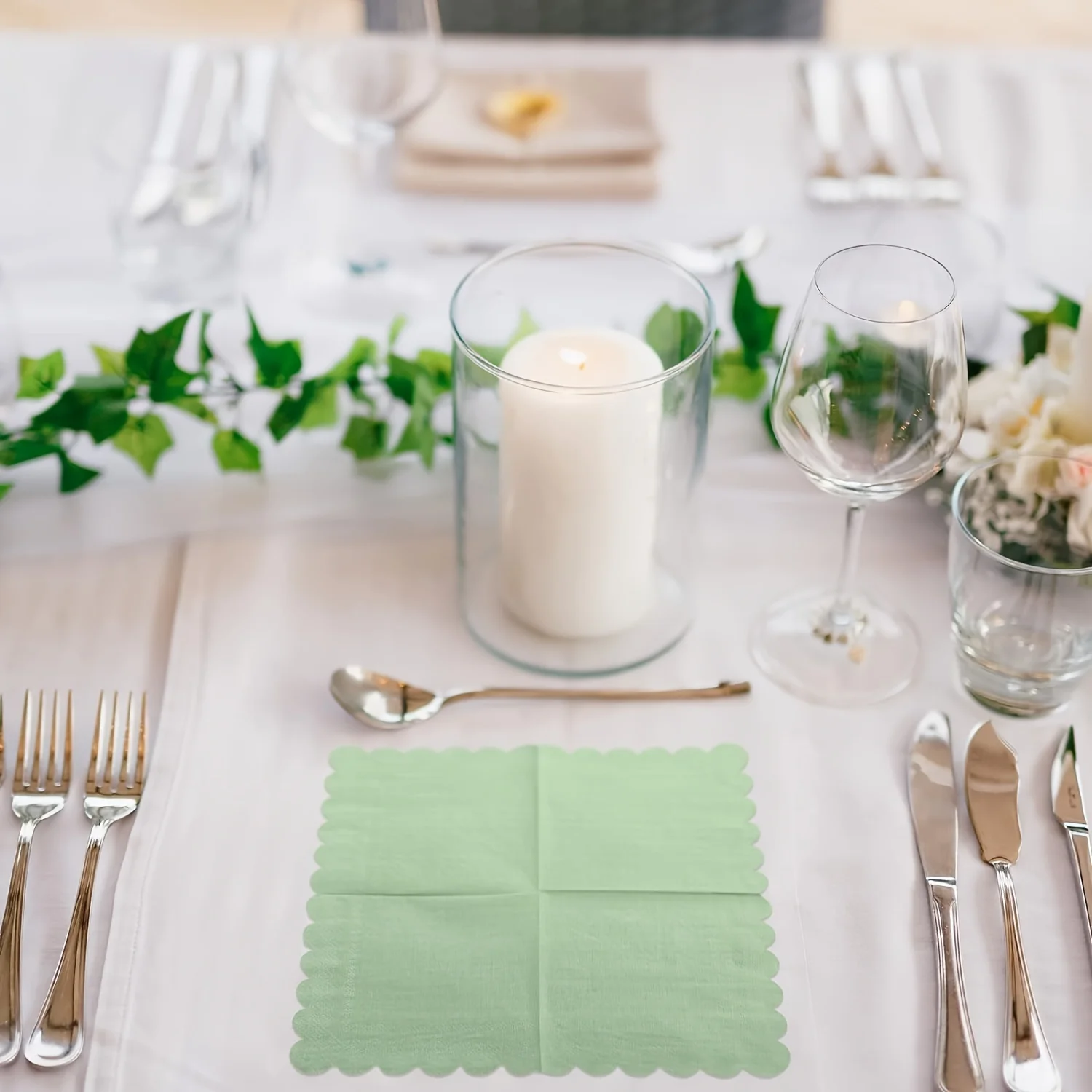 100Pcs 25X25cm Paper Napkin Flower Side Soft Handkerchief Square Table Napkins for Romantic Wedding Birthday Christmas