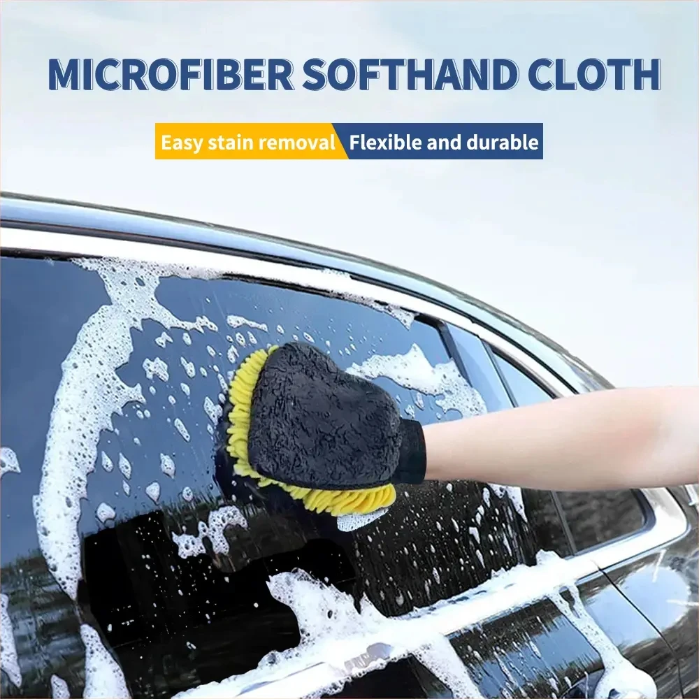 Car Wash Cleaning Gloves Super Microfiber Towel Chenille 2 in 1 Car Wash Cleaning Cloth Accessories