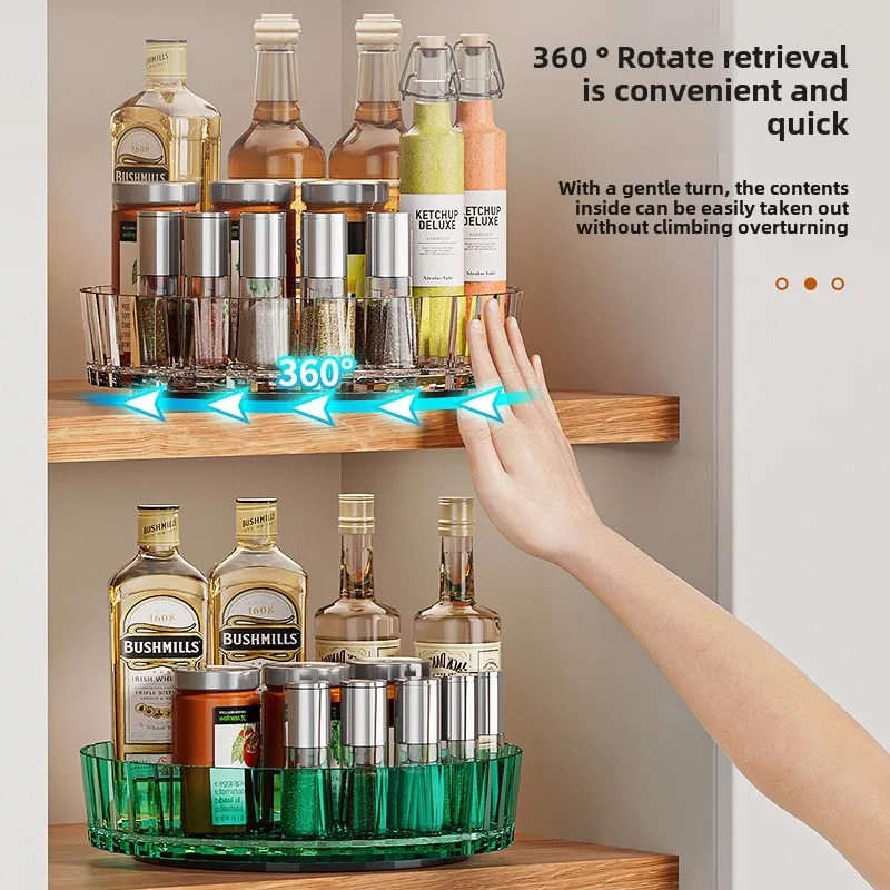 360° Rotating Plastic Storage Bins|Clear Cabinet Organizer for Kitchen/Pantry/Fridge/Cosmetic |Space-Saving Round Container 3