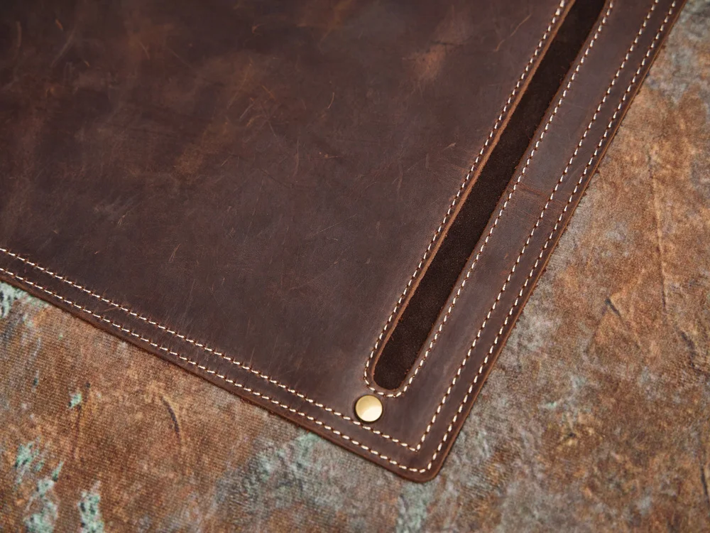 Nasva Echt leder Mauspad mit Stifts chlitz kleines quadratisches Mauspad Studien büro rutsch feste Matte – Detail 11