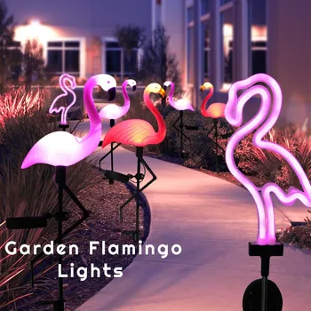 Solar Flamingo Light LED Outdoor Courtyard Lamp Garden Light Waterproof Stake Light Pathway Decor Solar Patio Ground Lantern 1
