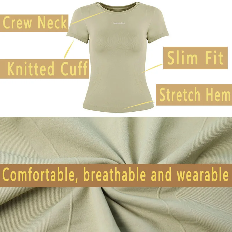 PofyBofy Quick-drying Crew Neck Short Sleeve Yoga Fitness Shirt Soft Breathable Gym Running Workout Tops for Women yoga top,yoga shirt,sports shirt